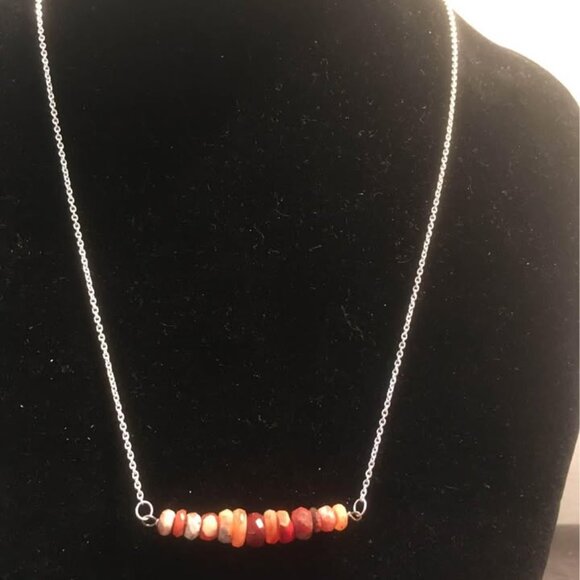 Handmade Mexican fire opal silver necklace - Picture 3 of 3